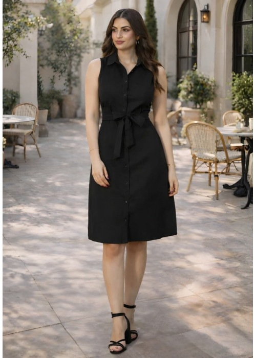 FLARA SLEEVELESS BLACK DRESS